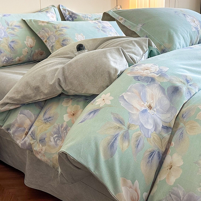 91家纺网 家纺一手货源 找家纺 简如 2025新款100%全棉纯棉磨毛四件套（有买家秀） 寄语玫瑰