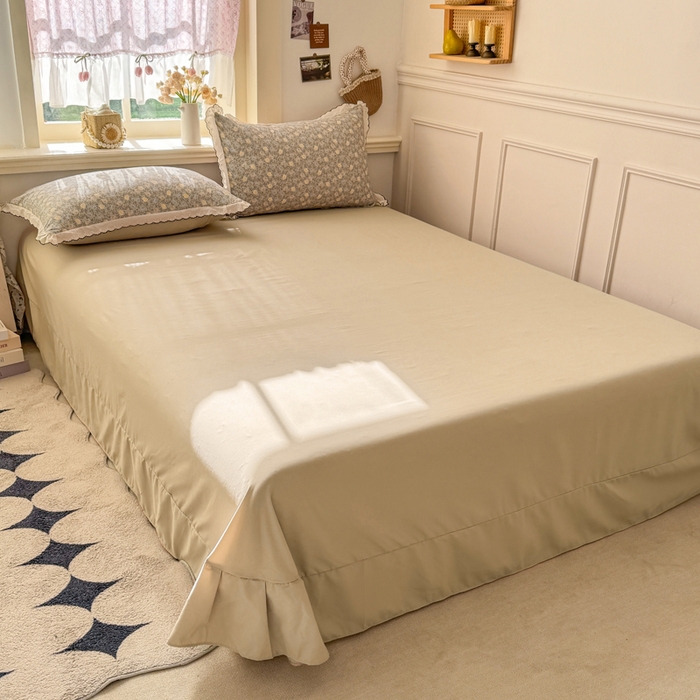 91家纺网 家纺一手货源 找家纺 仟网汇 2026新款A类仿棉古法水洗棉法式小清新花边四件套 森屿