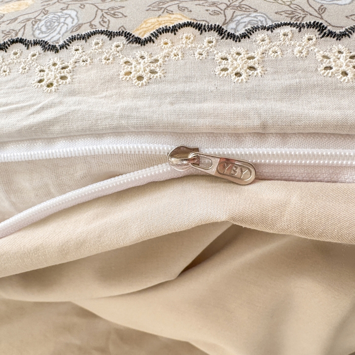 91家纺网 家纺一手货源 找家纺 仟网汇 2026新款A类仿棉古法水洗棉法式小清新花边四件套 森屿