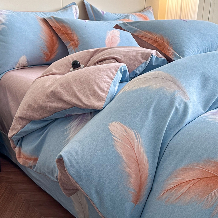 91家纺网 家纺一手货源 找家纺 简如 2025新款100%全棉纯棉磨毛四件套（有买家秀） 紫浔