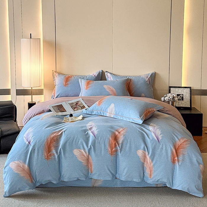 91家纺网 家纺一手货源 找家纺 简如 2025新款100%全棉纯棉磨毛四件套（有买家秀） 紫浔