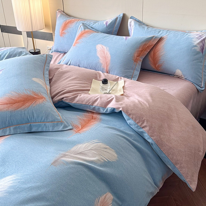 91家纺网 家纺一手货源 找家纺 简如 2025新款100%全棉纯棉磨毛四件套（有买家秀） 紫浔