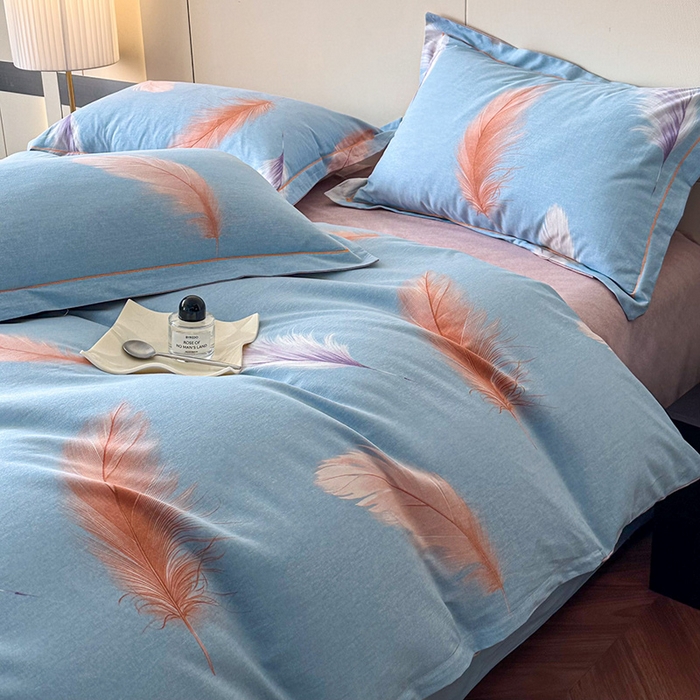 91家纺网 家纺一手货源 找家纺 简如 2025新款100%全棉纯棉磨毛四件套（有买家秀） 紫浔