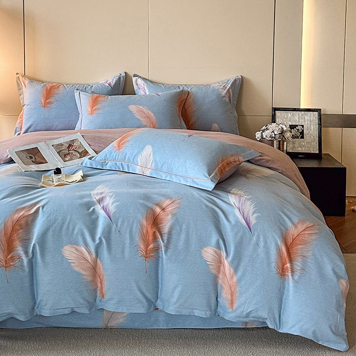 91家纺网 家纺一手货源 找家纺 简如 2025新款100%全棉纯棉磨毛四件套（有买家秀） 紫浔