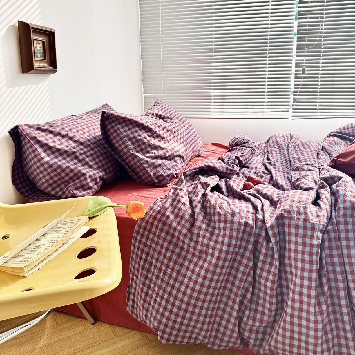 91家纺网 家纺一手货源 找家纺 （总）例外 2026新款布拉格ins风色织水洗棉四件套