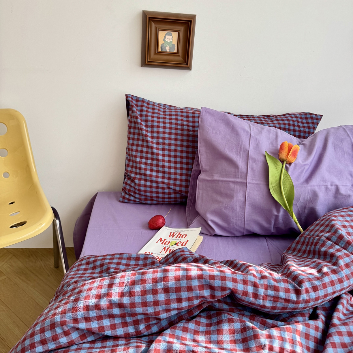 例外 2026新款布拉格ins风色织水洗棉四件套 布拉格-臧红（梦紫底）