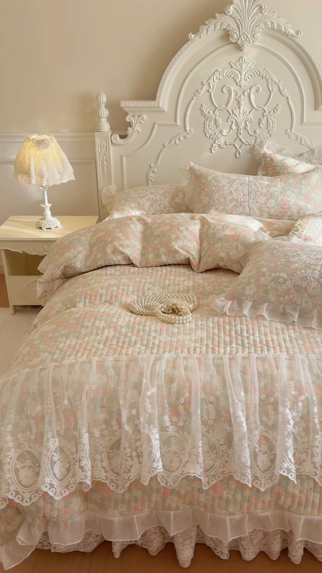 91家纺网 家纺一手货源 找家纺 恋尚 2026新款云感棉床笠式床裙四件套（控价225起） 雪妮