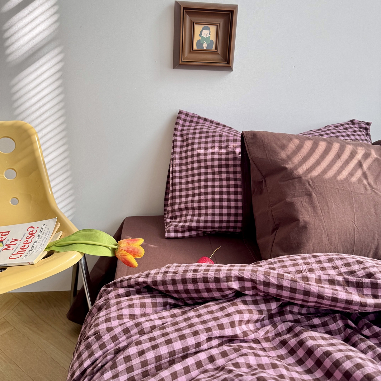 例外 2026新款布拉格ins风色织水洗棉四件套 布拉格-树莓（棕底）