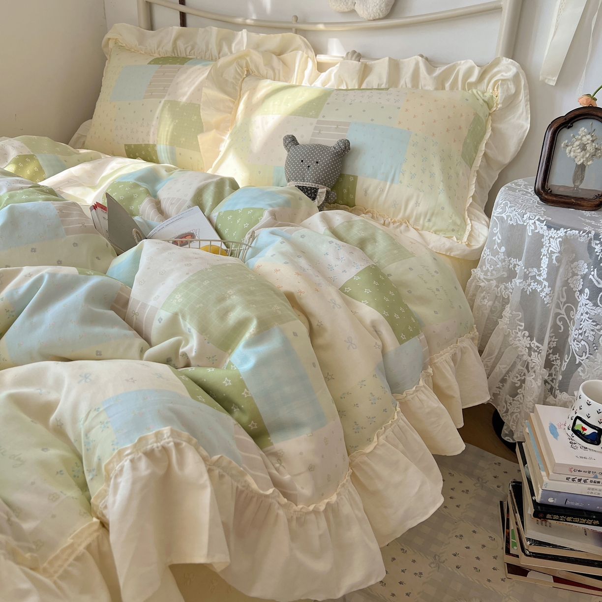 91家纺网 家纺一手货源 找家纺 （总）桃喜 2026新款韩式全棉纯棉花边款四件套 会员-3