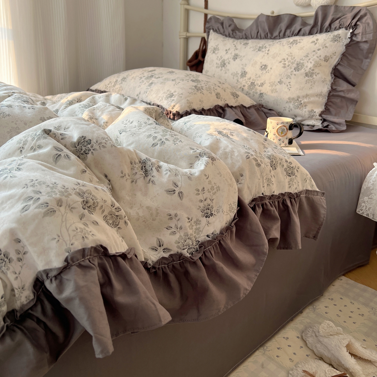 91家纺网 家纺一手货源 找家纺 桃喜 2026新款韩式全棉纯棉花边款四件套 会员-3 赫本（花边款）