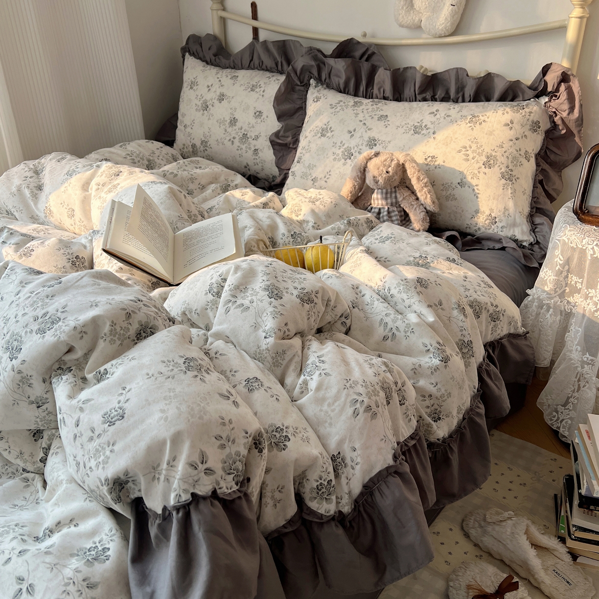 91家纺网 家纺一手货源 找家纺 桃喜 2026新款韩式全棉纯棉花边款四件套 会员-3 赫本（花边款）