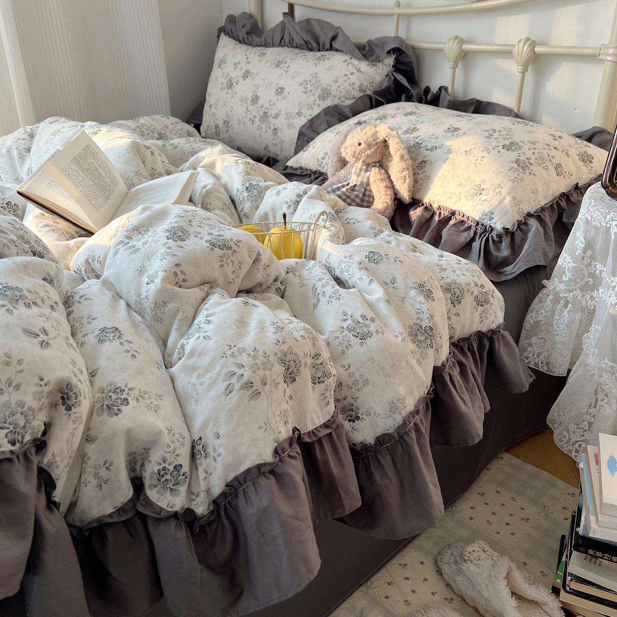 91家纺网 家纺一手货源 找家纺 桃喜 2026新款韩式全棉纯棉花边款四件套 会员-3 赫本（花边款）