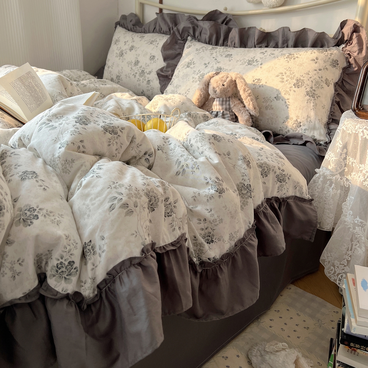 91家纺网 家纺一手货源 找家纺 桃喜 2026新款韩式全棉纯棉花边款四件套 会员-3 赫本（花边款）