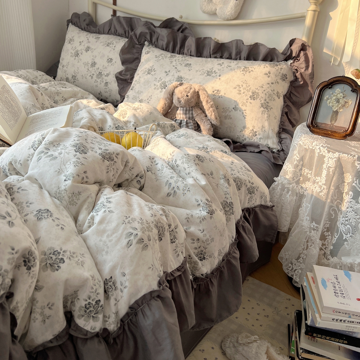 91家纺网 家纺一手货源 找家纺 桃喜 2026新款韩式全棉纯棉花边款四件套 会员-3 赫本（花边款）