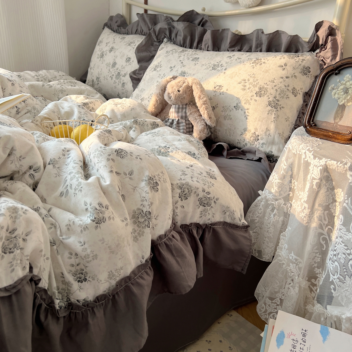 91家纺网 家纺一手货源 找家纺 桃喜 2026新款韩式全棉纯棉花边款四件套 会员-3 赫本（花边款）
