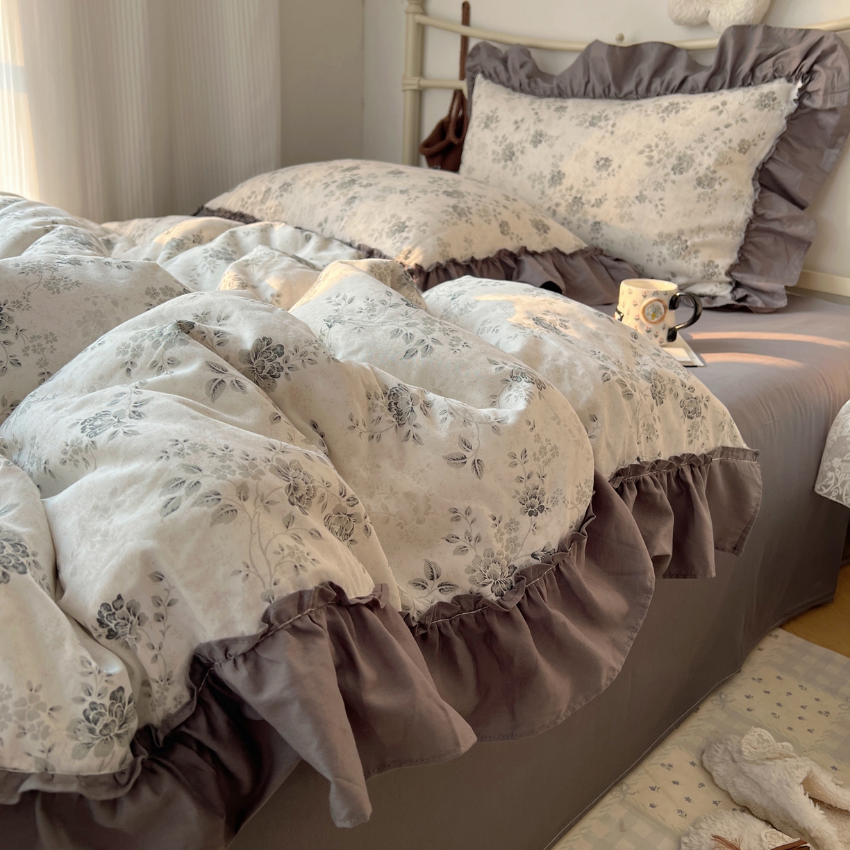 91家纺网 家纺一手货源 找家纺 桃喜 2026新款韩式全棉纯棉花边款四件套 会员-3 赫本（花边款）