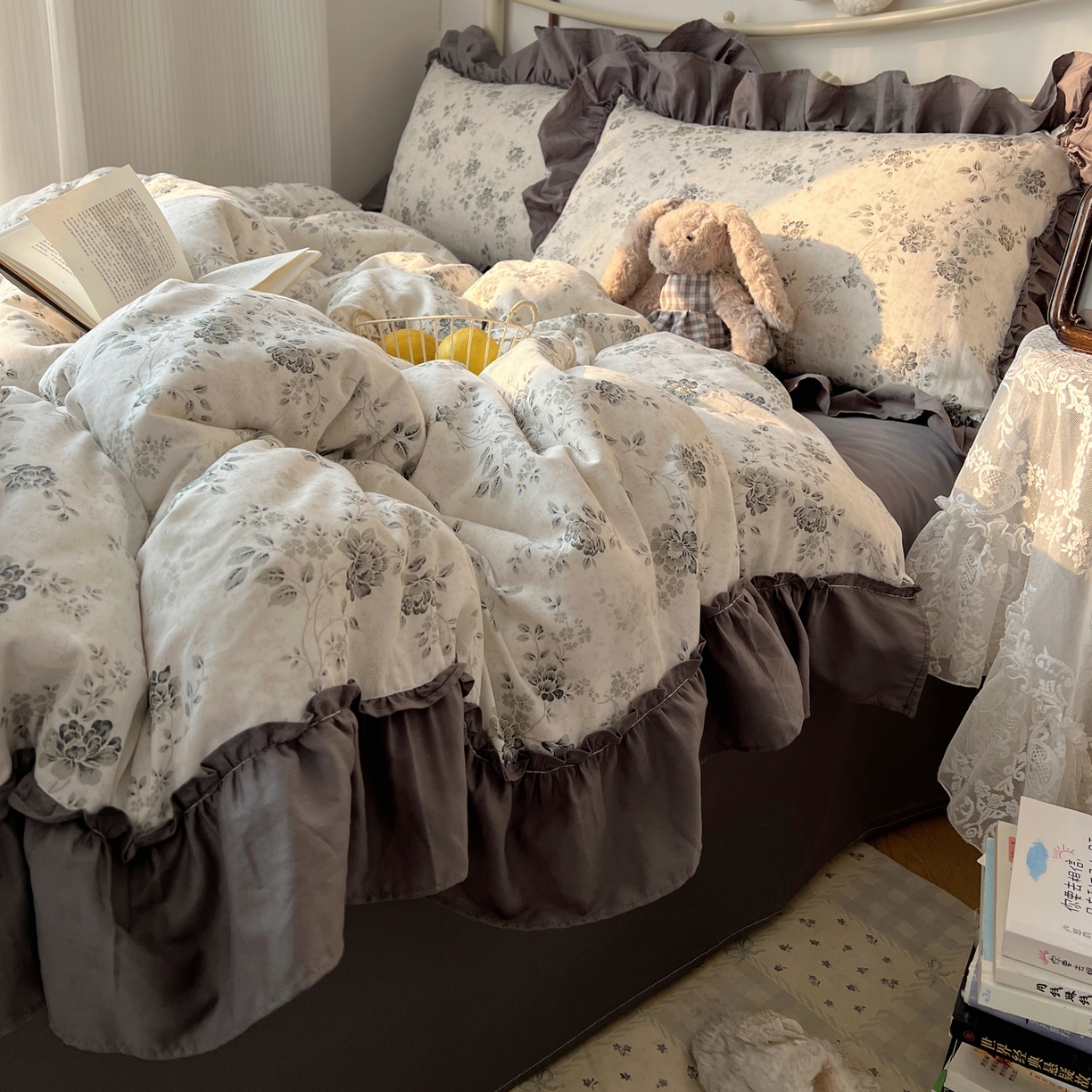 91家纺网 家纺一手货源 找家纺 桃喜 2026新款韩式全棉纯棉花边款四件套 会员-3 赫本（花边款）