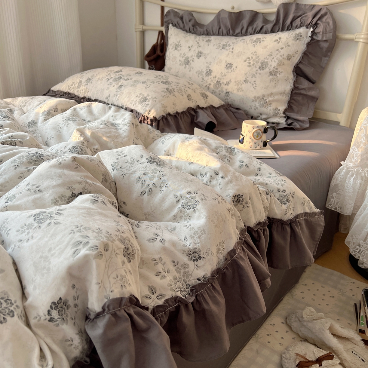 91家纺网 家纺一手货源 找家纺 桃喜 2026新款韩式全棉纯棉花边款四件套 会员-3 赫本（花边款）