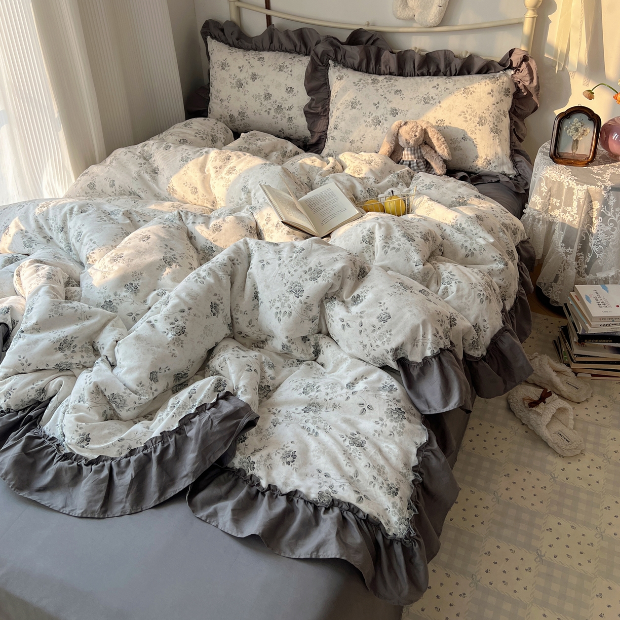 91家纺网 家纺一手货源 找家纺 桃喜 2026新款韩式全棉纯棉花边款四件套 会员-3 赫本（花边款）