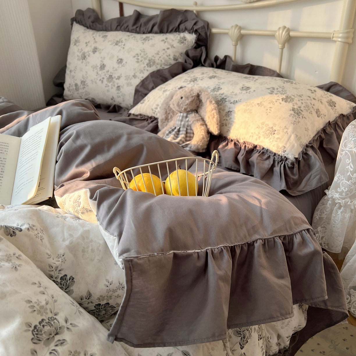 91家纺网 家纺一手货源 找家纺 桃喜 2026新款韩式全棉纯棉花边款四件套 会员-3 赫本（花边款）