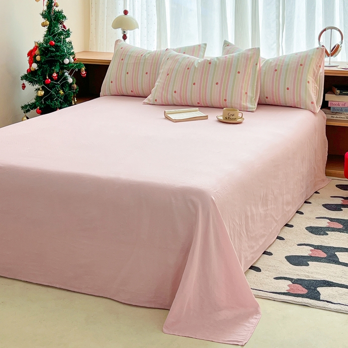 91家纺网 家纺一手货源 找家纺 仟网汇 2026新款有氧全棉双层纱四件套 草莓酱