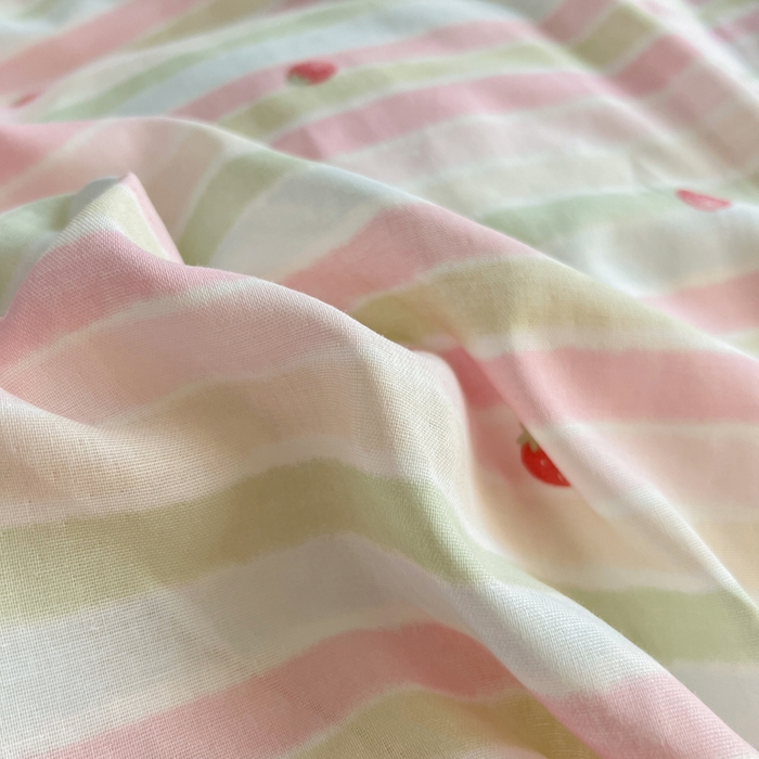 91家纺网 家纺一手货源 找家纺 仟网汇 2026新款有氧全棉双层纱四件套 草莓酱