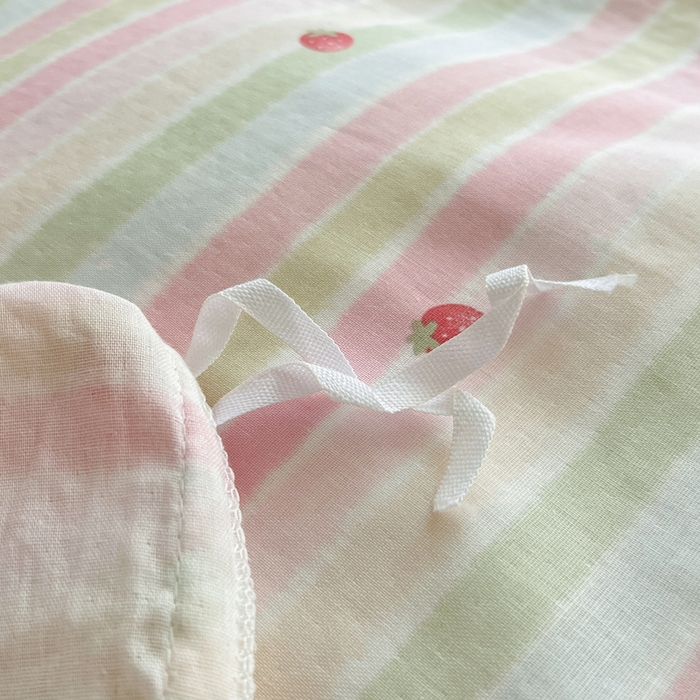 91家纺网 家纺一手货源 找家纺 仟网汇 2026新款有氧全棉双层纱四件套 草莓酱