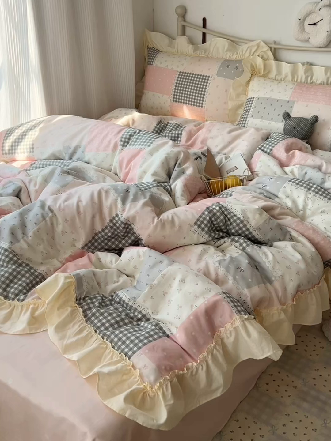 91家纺网 家纺一手货源 找家纺 （总）桃喜 2026新款韩式全棉纯棉花边款四件套 会员-3