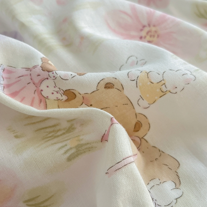 91家纺网 家纺一手货源 找家纺 仟网汇 2026新款有氧全棉双层纱四件套 维尼熊