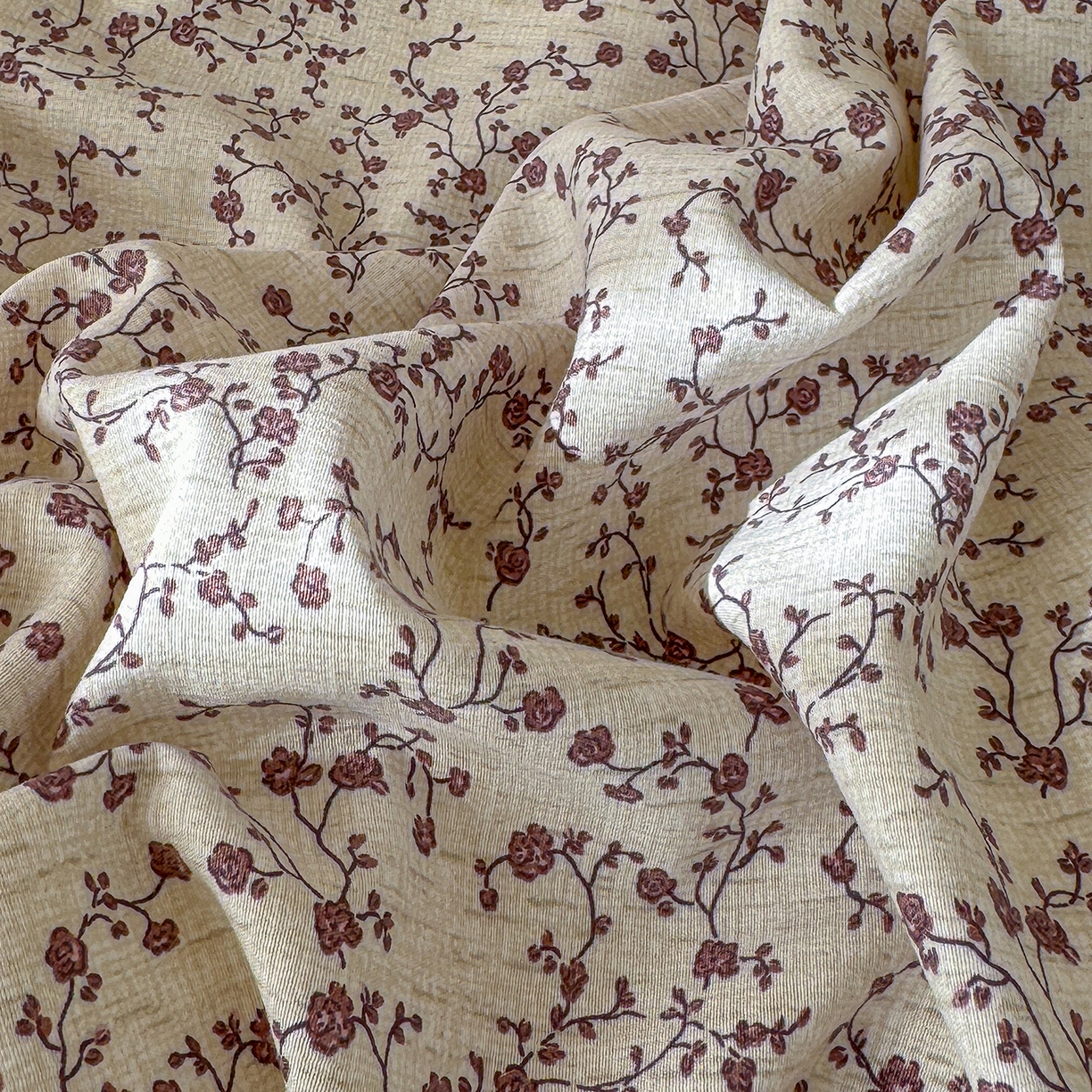 91家纺网 家纺一手货源 找家纺 竹合家纺 2026春夏新品色织棉麻棉纱系列皱皱纱四件套 复古小花