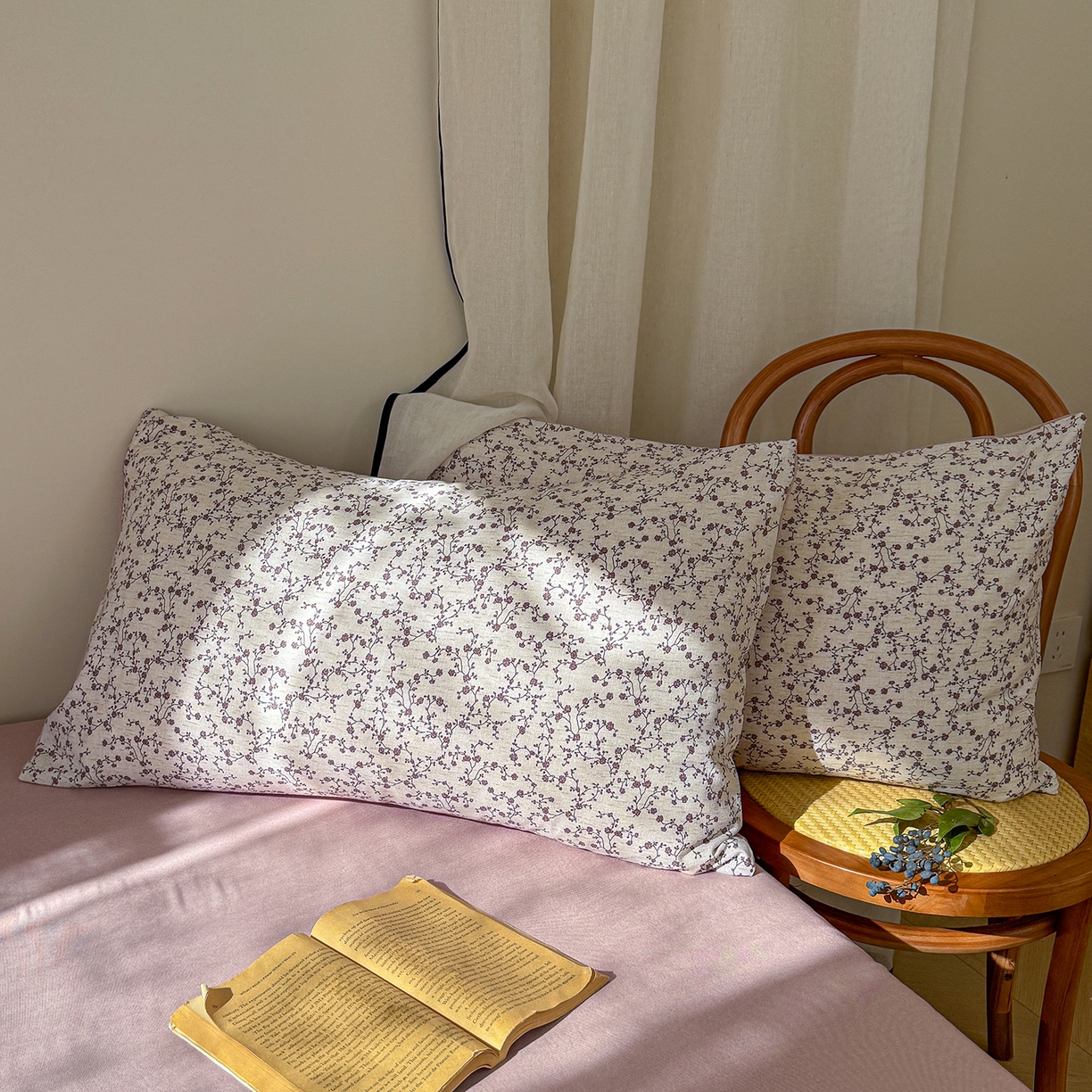 91家纺网 家纺一手货源 找家纺 竹合家纺 2026春夏新品色织棉麻棉纱系列皱皱纱四件套 复古小花