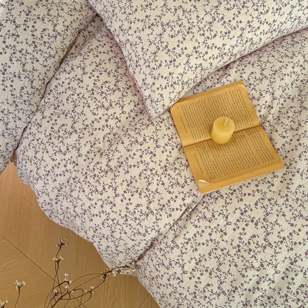 91家纺网 家纺一手货源 找家纺 竹合家纺 2026春夏新品色织棉麻棉纱系列皱皱纱四件套 复古小花