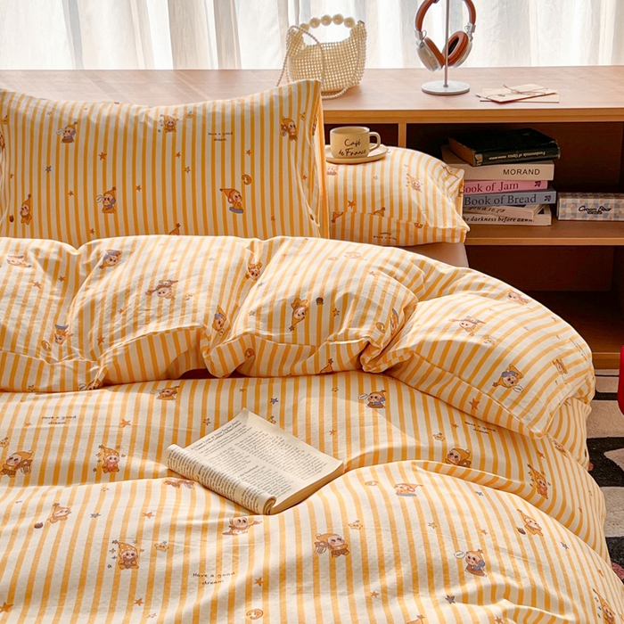 91家纺网 家纺一手货源 找家纺 仟网汇 2026新款有氧全棉双层纱四件套 星星仔