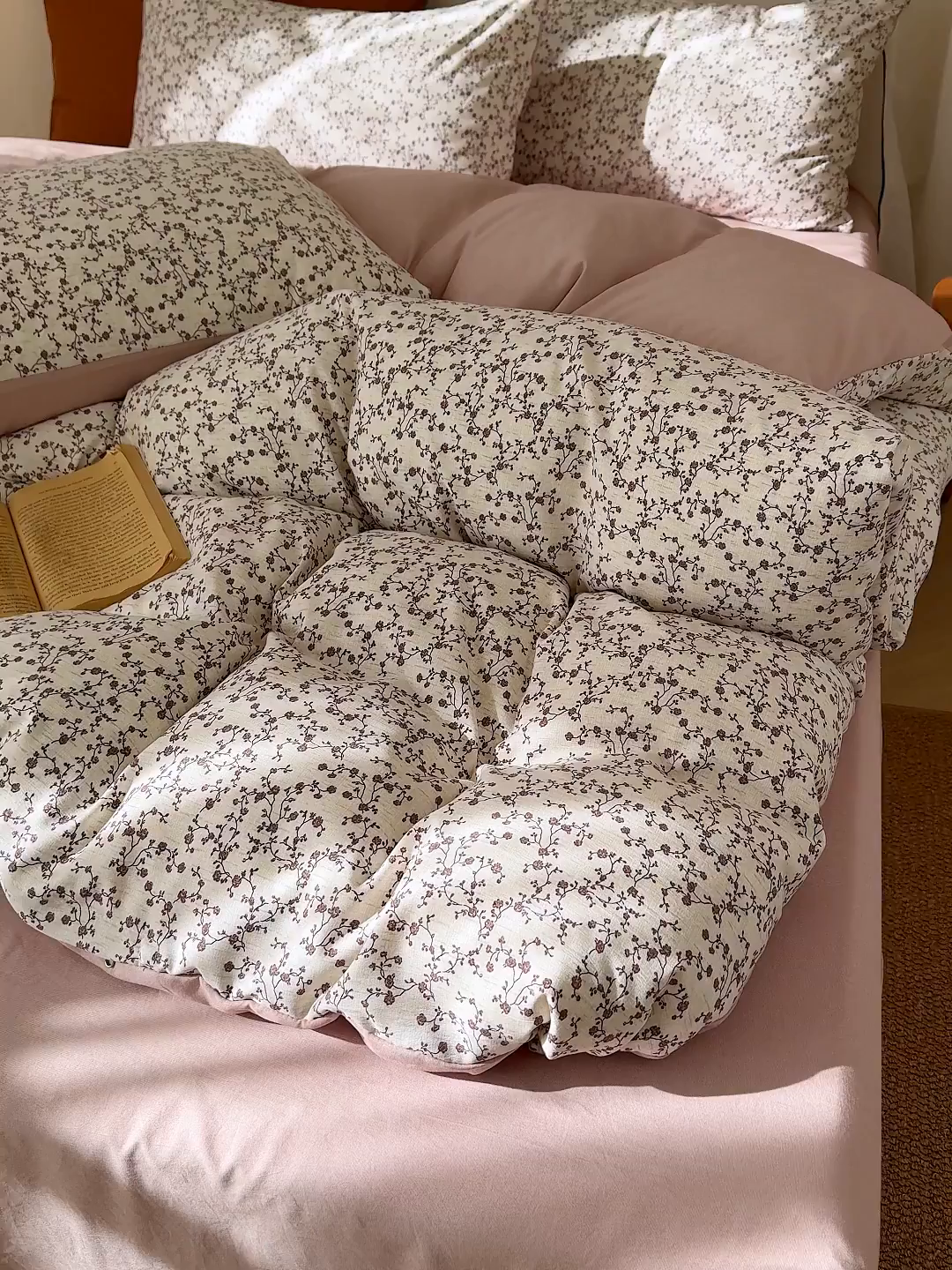 91家纺网 家纺一手货源 找家纺 竹合家纺 2026春夏新品色织棉麻棉纱系列皱皱纱四件套 复古小花