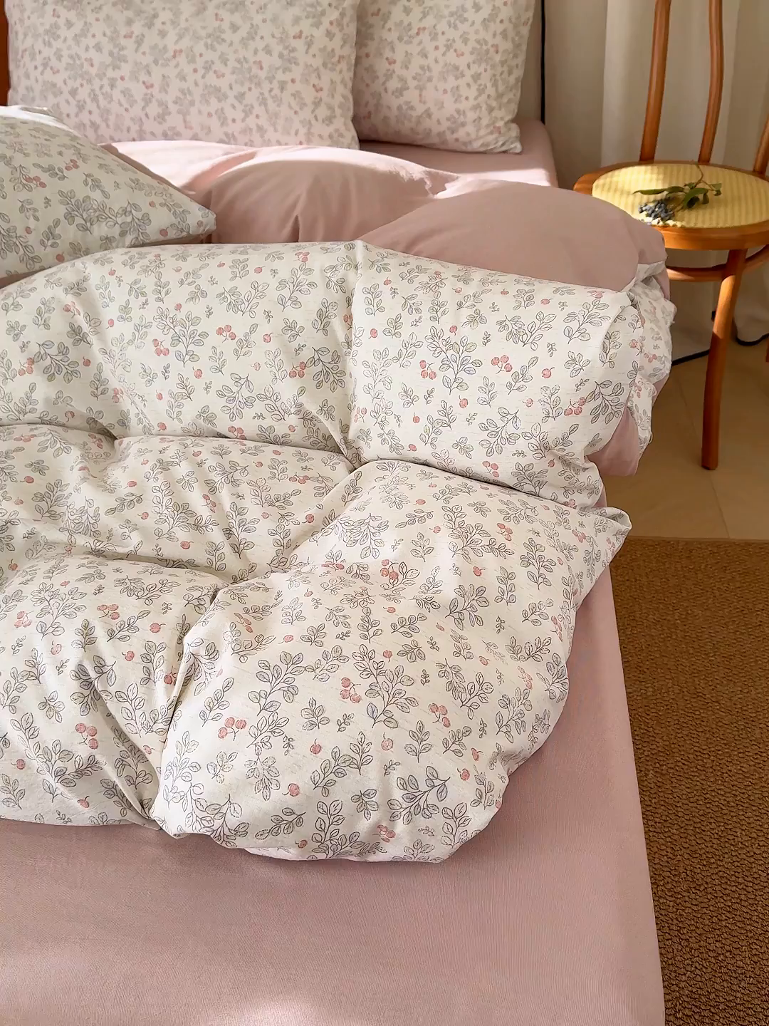 91家纺网 家纺一手货源 找家纺 竹合家纺 2026春夏新品色织棉麻棉纱系列皱皱纱四件套 梅果