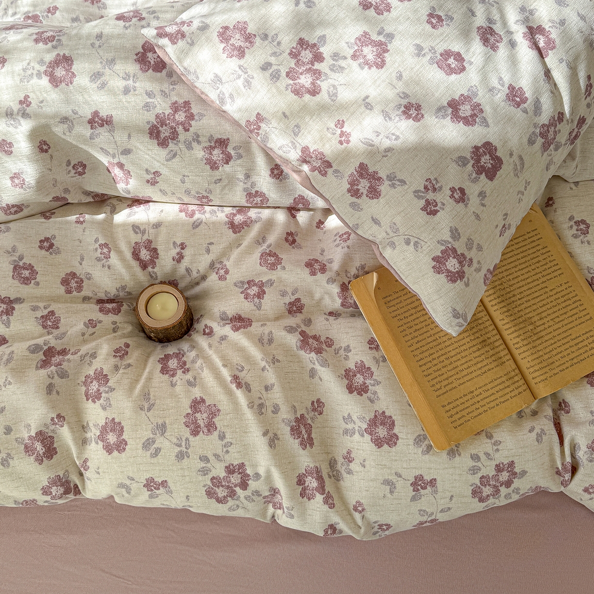 91家纺网 家纺一手货源 找家纺 竹合家纺 2026春夏新品色织棉麻棉纱系列皱皱纱四件套 花香满园