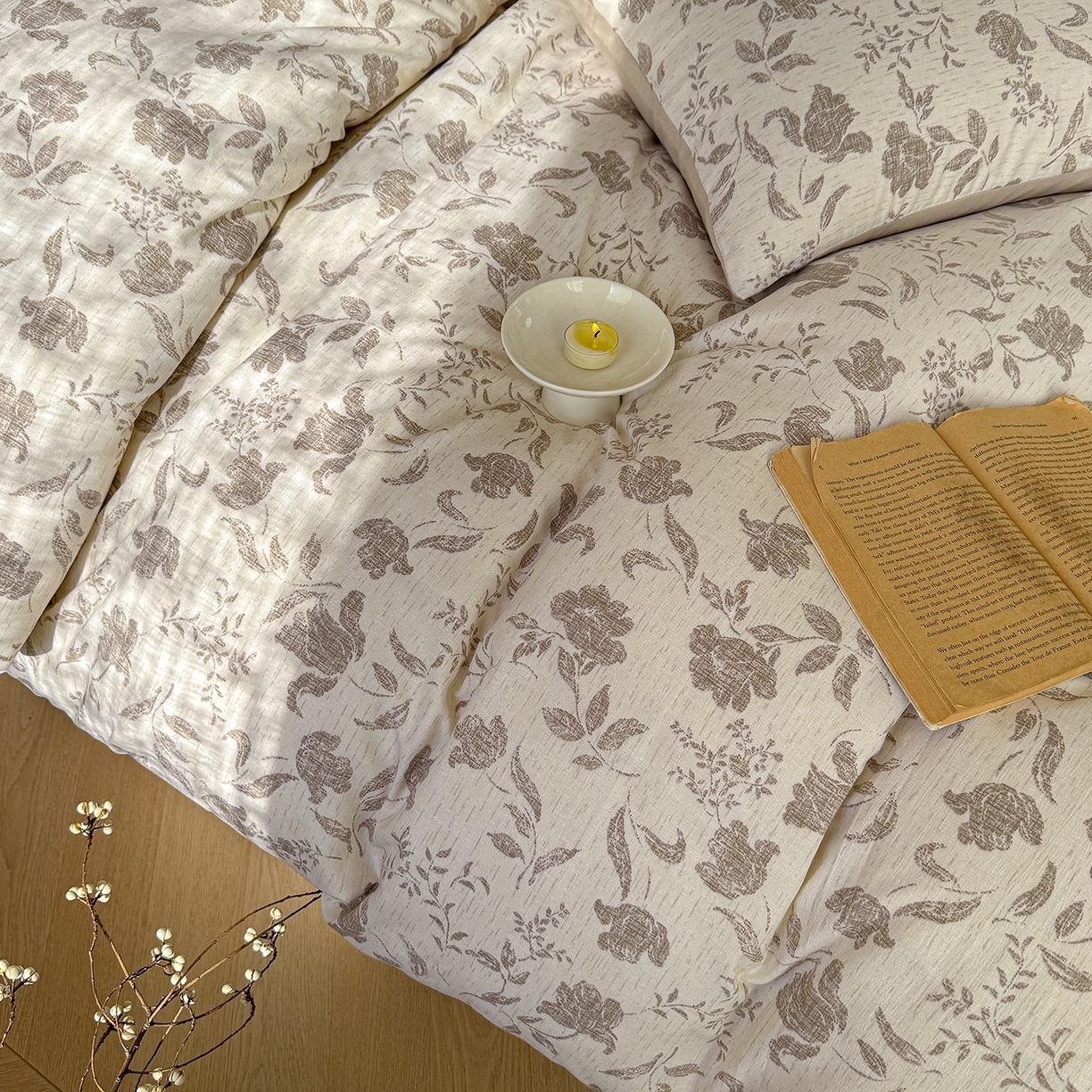 91家纺网 家纺一手货源 找家纺 竹合家纺 2026春夏新品色织棉麻棉纱系列皱皱纱四件套 素简