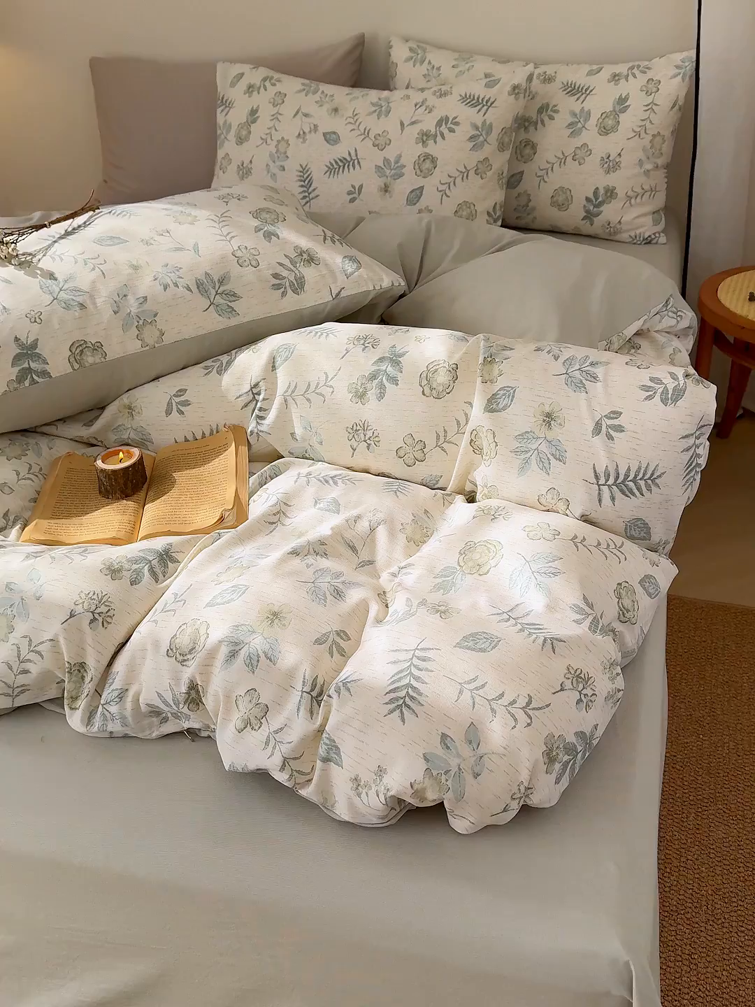 91家纺网 家纺一手货源 找家纺 竹合家纺 2026春夏新品色织棉麻棉纱系列皱皱纱四件套 踏春