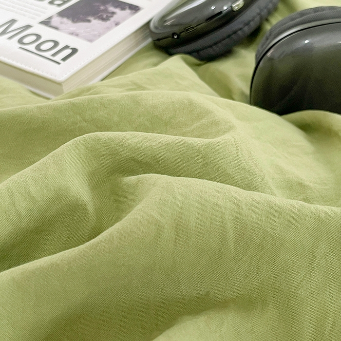 91家纺网 家纺一手货源 找家纺 卡斯诺家纺馆 2026新款水洗棉纯色双拼四件套（下载文件包含买家秀） 纯茶绿