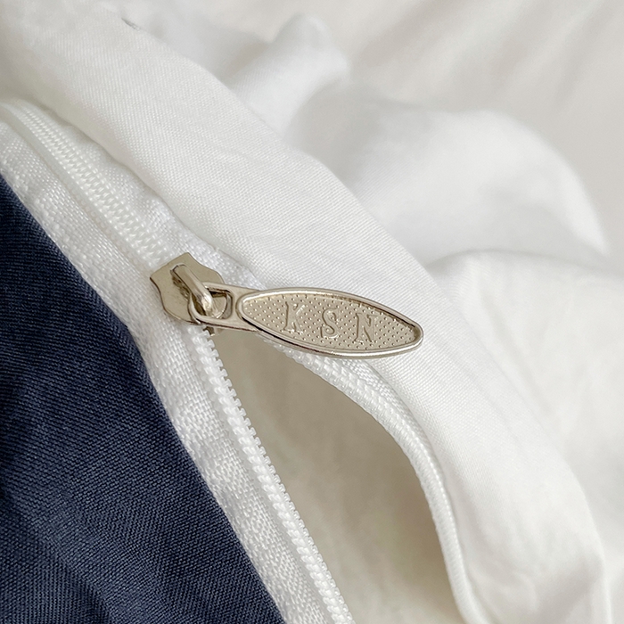 91家纺网 家纺一手货源 找家纺 卡斯诺家纺馆 2026新款水洗棉纯色双拼四件套（下载文件包含买家秀） 米白藏青