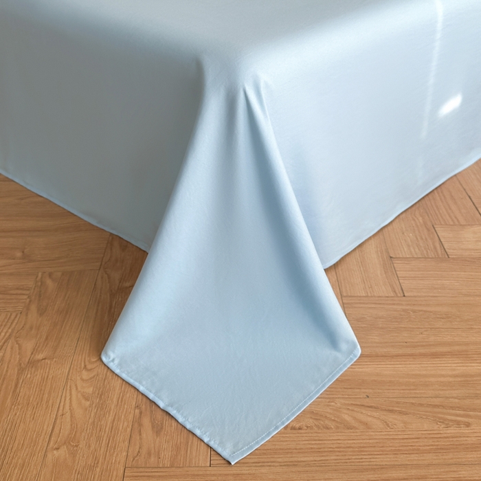 91家纺网 家纺一手货源 找家纺 你好美丽 2026新款水洗棉提花双层雪纺花边四件套-梦甜系列 梦甜蓝