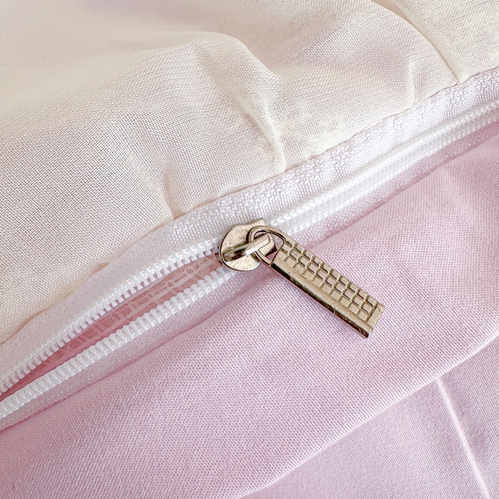 91家纺网 家纺一手货源 找家纺 你好美丽 2026新款水洗棉提花双层雪纺花边四件套-梦甜系列 梦甜紫