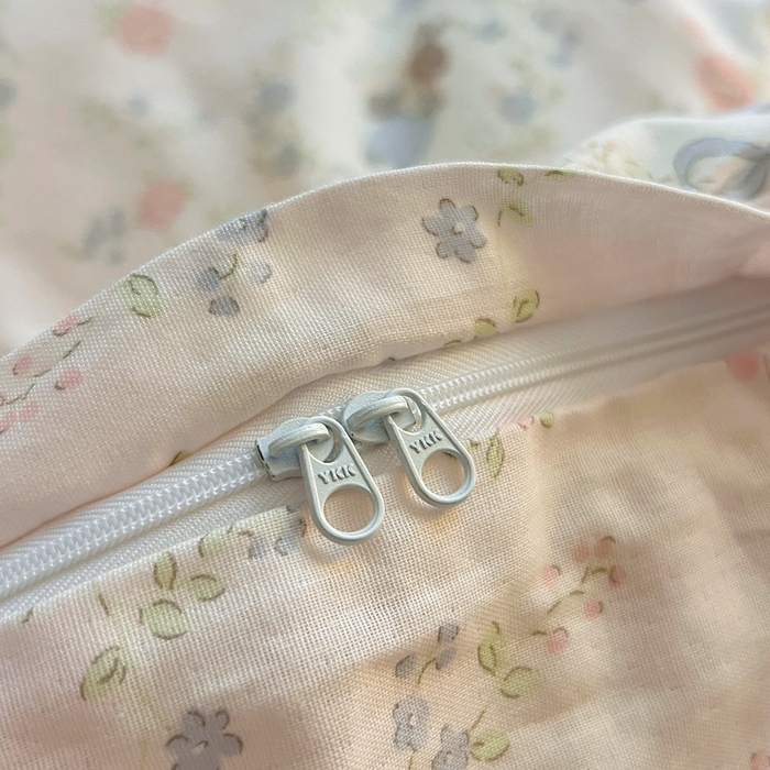 91家纺网 家纺一手货源 找家纺 仟网汇 2025新款全棉纯棉层纱四件套 安琪拉兔