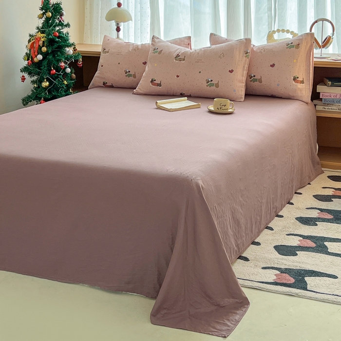 91家纺网 家纺一手货源 找家纺 仟网汇 2025新款全棉纯棉层纱四件套 狗狗派对