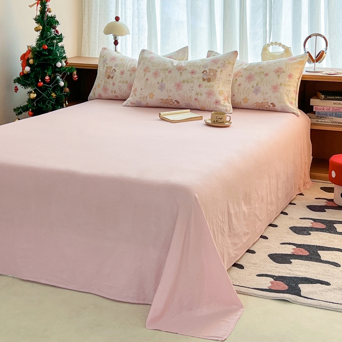 91家纺网 家纺一手货源 找家纺 仟网汇 2025新款全棉纯棉层纱四件套 维尼熊