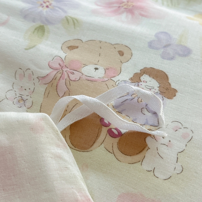 91家纺网 家纺一手货源 找家纺 仟网汇 2025新款全棉纯棉层纱四件套 维尼熊