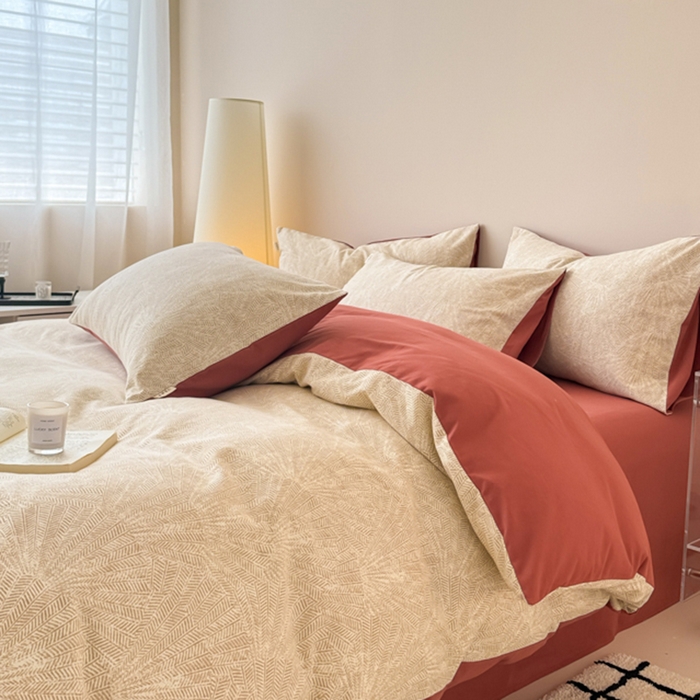 91家纺网 家纺一手货源 找家纺 女子家纺 2026新款40支斜纹全棉磨毛印花四件套 瑞彩