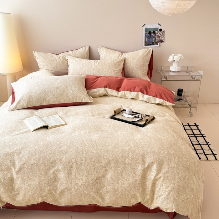 91家纺网 家纺一手货源 找家纺 女子家纺 2026新款40支斜纹全棉磨毛印花四件套 瑞彩