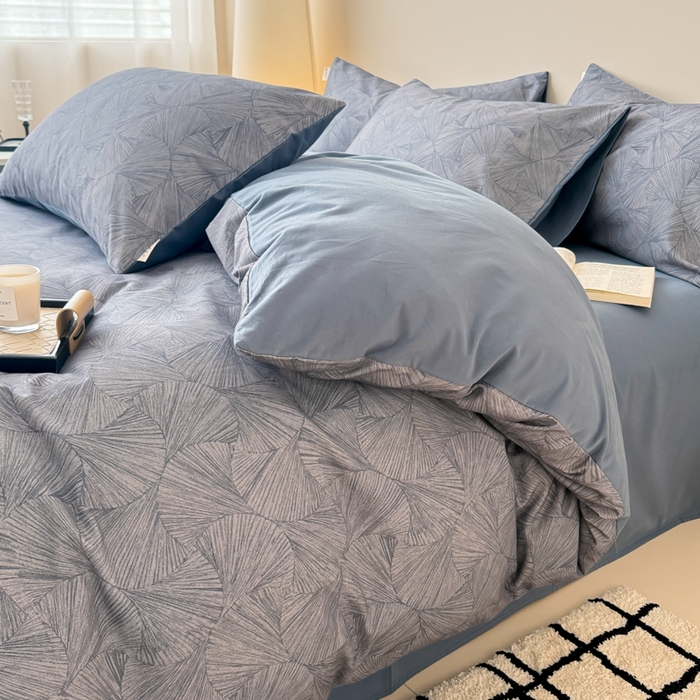 91家纺网 家纺一手货源 找家纺 女子家纺 2026新款40支斜纹全棉磨毛印花四件套 云影风华