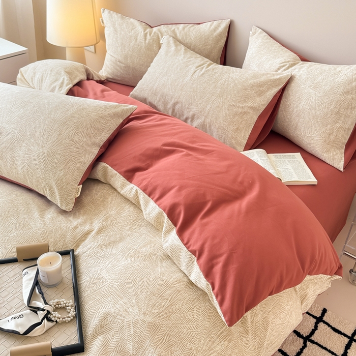 91家纺网 家纺一手货源 找家纺 女子家纺 2026新款40支斜纹全棉磨毛印花四件套 瑞彩